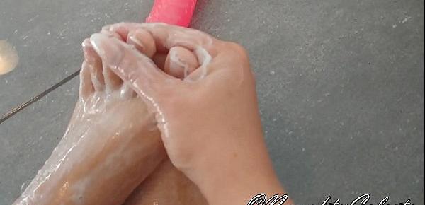  foot fetish with dildo in the shower JOI